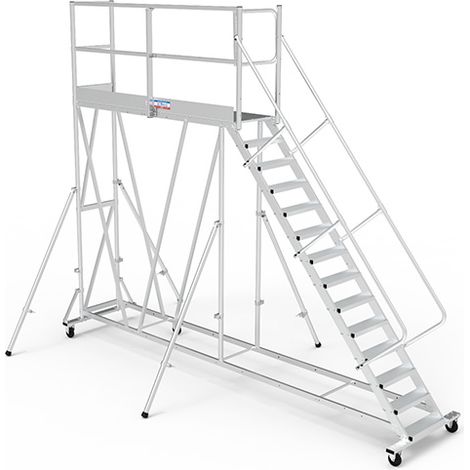 Plateforme roulante 11 marches - Hauteur max. de travail 4.20m - PTF2511G-RSP (1/5)