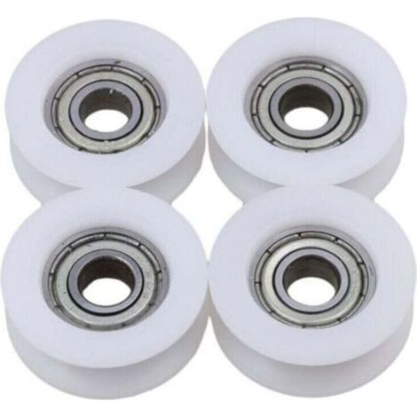 Lot de 4 poulies de guidage à roulement à gorge en U 6 x 24 x 9 mm