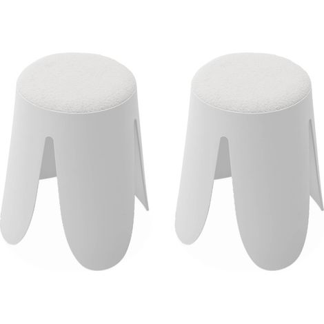 sweeek - 2er Set stapelbare Hocker, strukturierter Bouclébezug