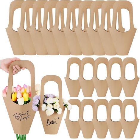 20 sacs à fleurs en papier kraft, adaptés aux bouquets et aux décorations de mariage créatives (2 tailles) (1/5)
