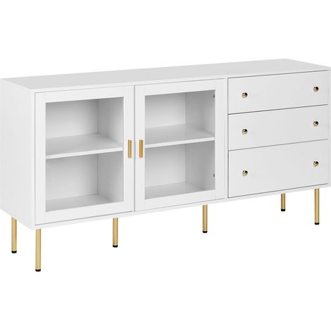 Sideboard mit Glastüren MILORA 160 cm Weiß