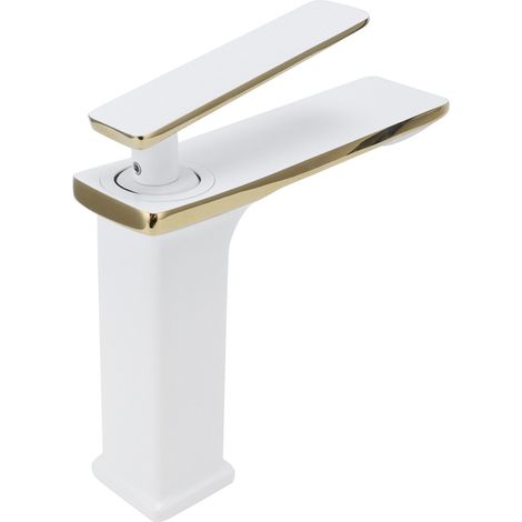 Robinet de lavabo couleur cuivre avec fonction de mélange eau chaude/eau froide, monotrou à poignée longue pour salle de bain, G1/2 (1/5)