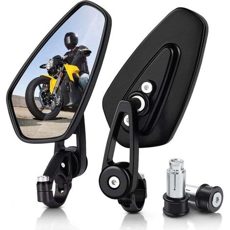 Motorcycle Mirrors - 7/8" (22mm) Bar End Rear View Mirrors Compatible with Most Honda Grom, Yamaha, Kawasaki, Ducati, Suzuki and More (1/4)