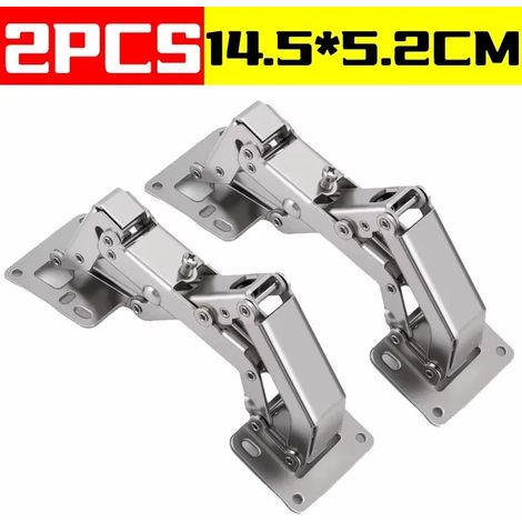 (A-2PCS) Charnières 170/90 degrés pour armoires sans cadre, avec amortisseurs de fermeture en douceur, sans perçage, pour quincaillerie de placard (1/5)
