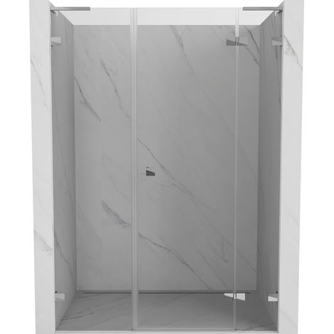 Porte de douche battante droite Mexen Lunar L 125 cm, transparent, chrome - 834SL-125-050-01-00-P (1/5)