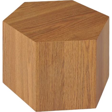 Petite table d'appoint hexagonale décor chêne H. 30 cm - CARAMELLO (1/5)