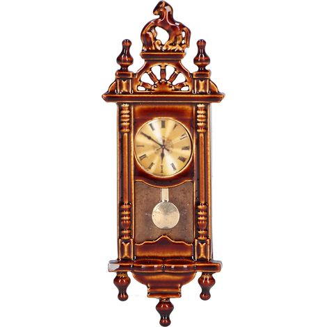 Horloge Miniature Vintage 1:12 pour Maison de Poupée en Bois Alliage Élégant Décoration (1/5)