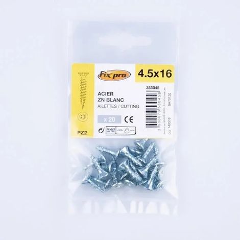 Vis Aggloméré Fixpro Pz+ 4.5x16 Fixation Bois Aggloméré, Tête Fraisée, Pozidriv - Fixpro