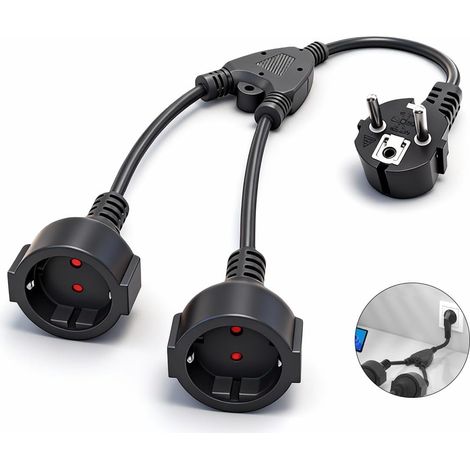 Double Prise Multiprise 2 Prises 16A/250V/4000W Protection Intérieure Et Extérieure Multiprise Noire à Utiliser à La Maison Au Bureau Compatible avec Les Voyages Les Pique-Niques Et Le Camping (1/5)