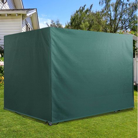 Funda protectora exterior XL 215x155x150 cm impermeable anti-UV de polietileno verde oscuro (1/5)