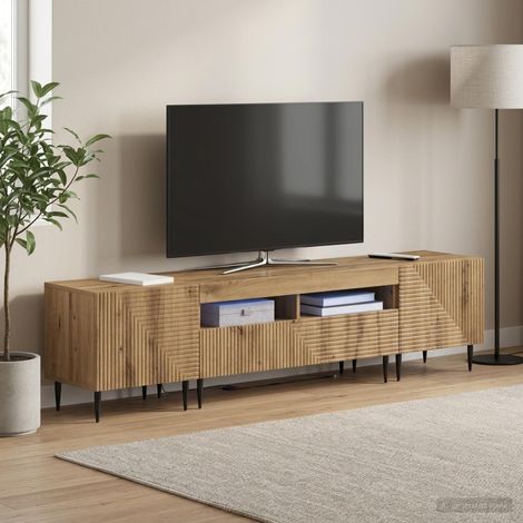 vidaXL 3 Piece LED TV Cabinet Artisan Oak Engineered Wood (1/5)