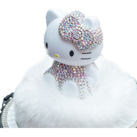 Figurine décorative chat pour voiture, strass, tableau de bord, parfum, ornement intérieur, blanc (1/5)