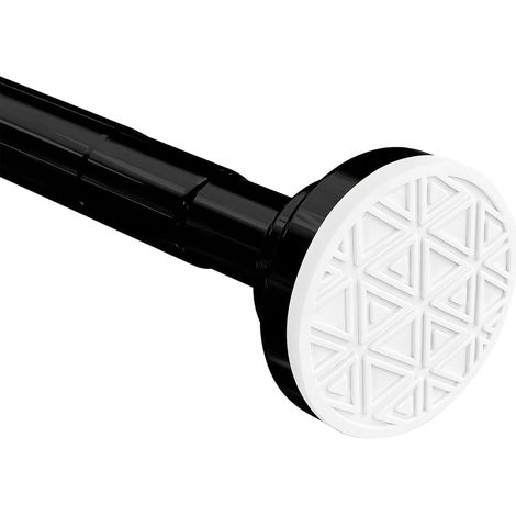 Barre télescopique Tringle de Rideau de Douche sans perçage en Acier Inoxydable Tringle Extensible par Rotation (Noir, 50-130cm) (1/5)