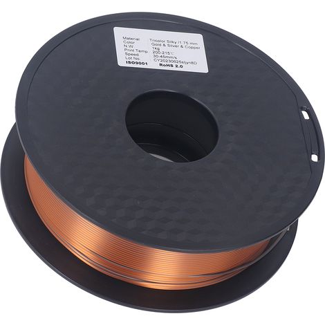 Filament PLA 1,75 mm or argent cuivre tricolore soie pour imprimante 3D - Consommable d'impression (1/5)