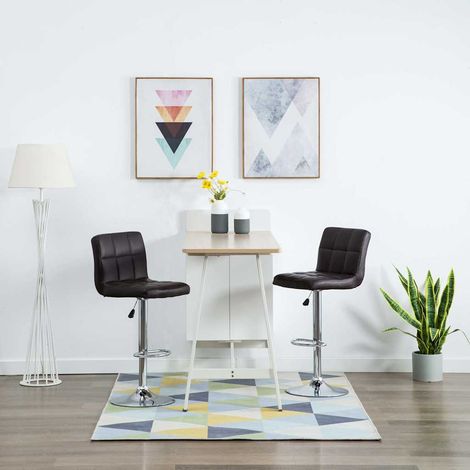 vidaXL Tabourets de bar lot de 2 marron similicuir (1/5)