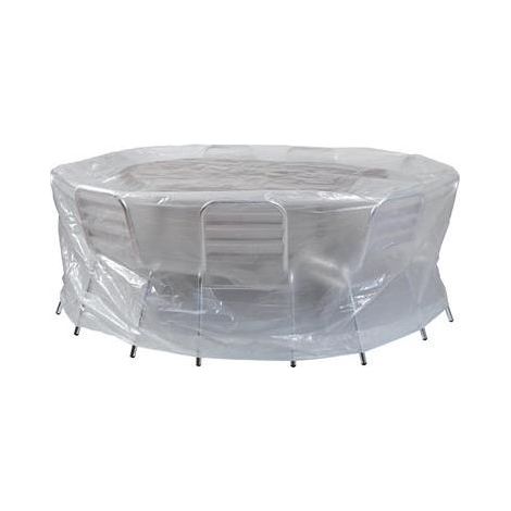 Housse de protection ronde pour mobilier de jardin – Dimensions 200 cm diamètre x 80 cm hauteur – Polyéthylène 90 g/m² étanche – Anti-UV (1/5)