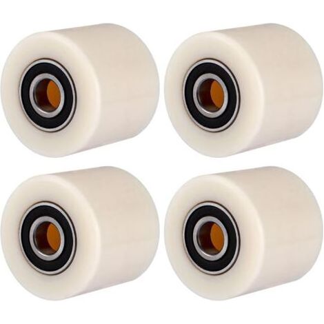 Lot de 4 roulettes de transpalette polyamide nylon 80 x 70 mm roue de transpalette en polyuréthane, avec roulement à billes pour transpalette, roulettes de rechange, charge maximale 1000 kg (1/5)