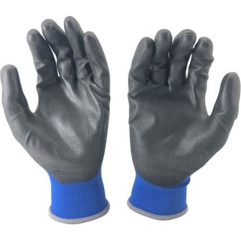 Gants De Jardin - Nylon Tricoté Calibre 13 - Revêtement PU Nitrile - Norme CE EN388 4131X - Taille S - 12 Paires (1/4)