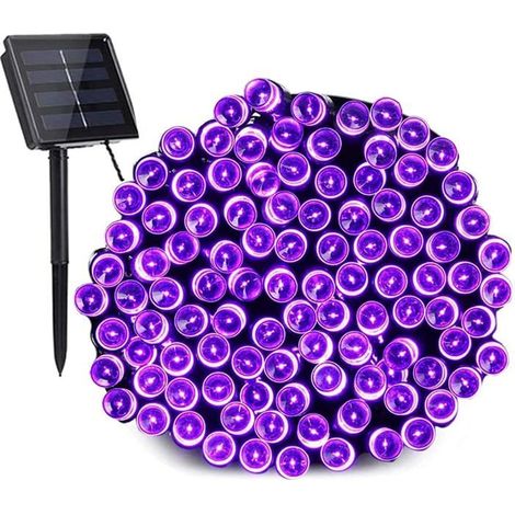 1 pièce Guirlande lumineuse solaire, 22 m avec 200 LED violettes, étanche IP44, 8 modes d'éclairage pour jardin et terrasse