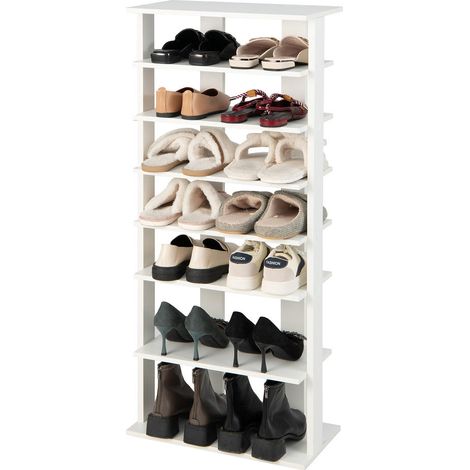Design vertical, gain de place, meuble à chaussures blanc 7 étagères pour entrée étroite et petit espace (1/5)