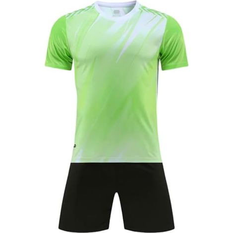 Football Jersey, Men's and Women's Breathable and Quick-Drying T-Shirt, V-Neck Sportswear + Shorts, Children's Football Jersey Set for Everyday Play (1/5)