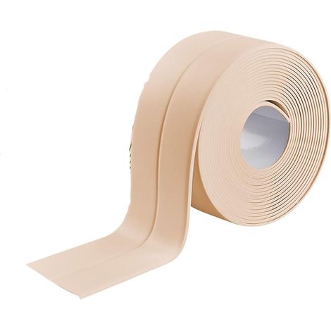 Lot de 1 Rouleaux Bande Etancheite Autocollante Imperméable,PVC Ruban Adhesif de Scellage Mural,Douche,Toilette,Cuisine,Salle de Bains (Crème)