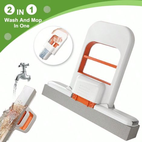 Balai auto-essoreur portable mini amélioré 2026, nettoyage humide et sec pour petits espaces, salles de bain, cuisines, bureaux, vitres (1/5)