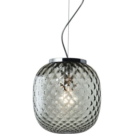 OBAN Suspension Chromée avec Verre Huile Balloton E27 IP20 - Lampe Design Elégante - Structure en Métal et Verre Soufflé (1/5)