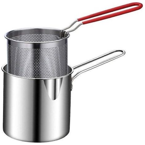 Friteuse en acier inoxydable pour tempura, frites, poulet, etc. avec passoire (1/5)