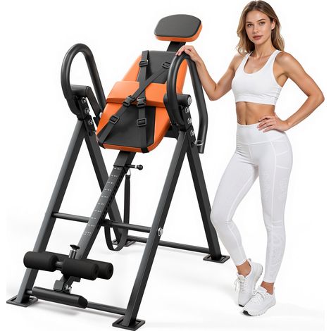 VEVOR Table deInversion Charge 136 kg, Banc deInversion Pliable et Reglable, Decompression pour Epaules Cou Dos Gym Domicile, Appareil deEtirement Dorsal, avec Sangle de Limitation Multi-positions (1/5)