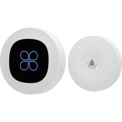 Sonnette sans fil auto-alimentée avec 1 récepteur et 2 boutons-poussoirs (sans piles) - Kit de sonnette pour la maison (prise UE) (1/5)