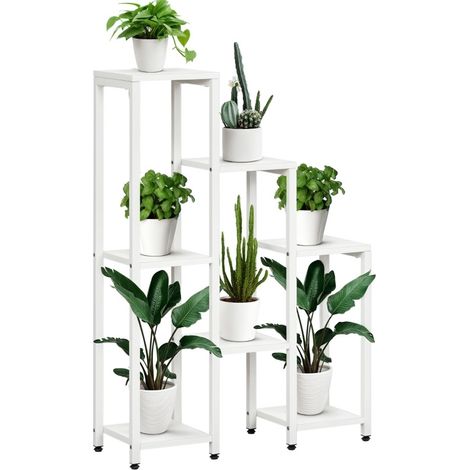 Soporte para plantas de 7 niveles para interior y exterior de acero blanco 65 x 23 x 94,5 cm HOMVRA (1/5)