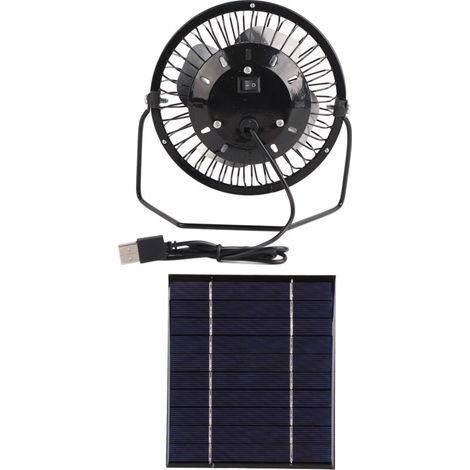 Ventilateur à panneau solaire 2.5W 5V, sortie USB, Portable, large Application, pour Camping, pêche, randonnée (1/5)