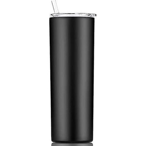gobelet  (noir, 600 Ml)fin  Double Paroi En Acier Inoxydable Avec Paille Et Couvercle, Tasse De Voyage Isotherme Pour Garder Les Boissons Froides (1/5)