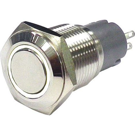 Bouton-poussoir, Momentané lumineux, LED Blanc, Unipolaire à deux directions (1RT), 3 A @ 250 V c.a., Argent, Montage ( Prix pour 1 )