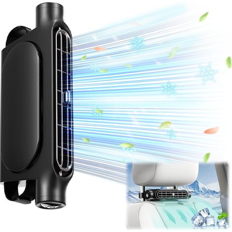 Le dernier ventilateur de siège auto avec double Turbo conception de vent fort, 3 vitesses réglable USB ventilateur de dossier de voiture pour toutes les jeeps de voiture, camion de camping (Noir) (1/5)