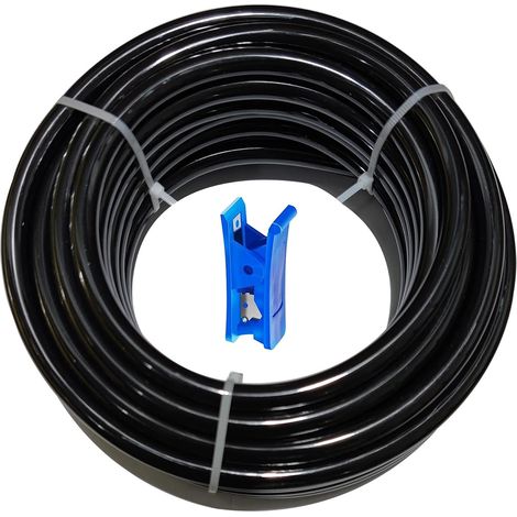 20 Meter Polyurethane Black Pneumatic Hose, PU Air Hose, 6 mm OD x 4 mm ID, Polyurethane PU Air Hose Kit + 1 Pcs Hose Cutter (1/5)