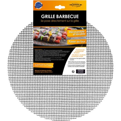 Grille ronde découpable et lavable pour barbecue – Fibres de verre antiadhésives – Température jusqu'à 260°C – Cuisson homogène et rapide – Durandal (1/4)
