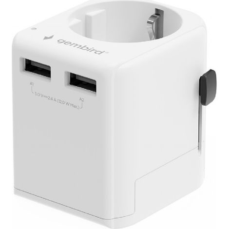 Adaptador de corriente ue a univ. 12 w/blanco tpa-eu2a12-01-w gembird