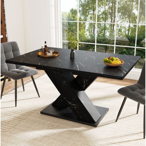 Mesa extensible 4-6 pers., 119,5-158,5 x 80 x 75 cm, mármol negro, OKMYHOME (1/5)