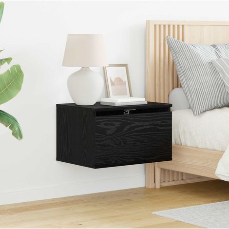 Wandmontiertes Nachttischchen 2 pcs Schwarz Eichen-Optik