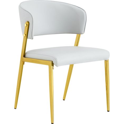 Set de 2 sillas de comedor modernas de PU gris claro con estructura metálica MODENUIT (1/5)