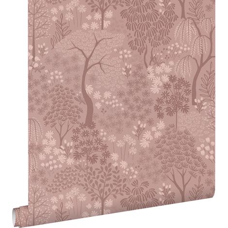 papier peint des arbres et des fleurs rose terracotta - ESTAhome (1/5)