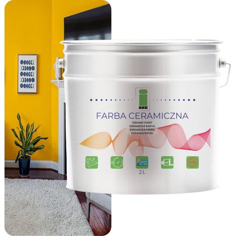 PITTURA MURALE IN CERAMICA, LAVABILE, GIALLO MIELE, 2L, ANTIMACCHIA (1/5)