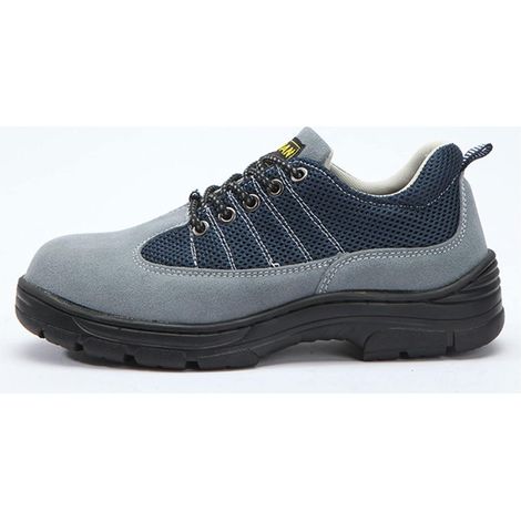Baskets de sécurité pour hommes et femmes avec embout en acier, légères, respirantes et antidérapantes (couleur : gris)-38