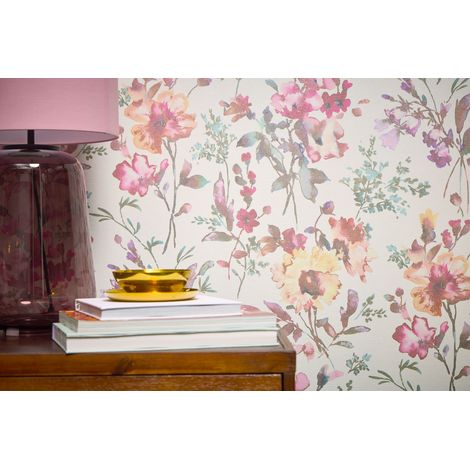 Papier peint intissé fleuri, style vintage aux tons multicolores - 10,05 x 0,53 m - collection Cosmopolitan (1/5)