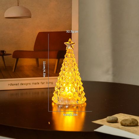 Mini sapin de Noël lumineux texturé 11 cm, lampe déco festive légère pour chambre (1/4)
