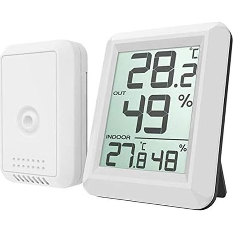 Wireless Digital Hygrometer LCD Thermometer Indoor Outdoor Electronic Temperature Humidity Monitor Weather Station Alarm Clocks (1/5)