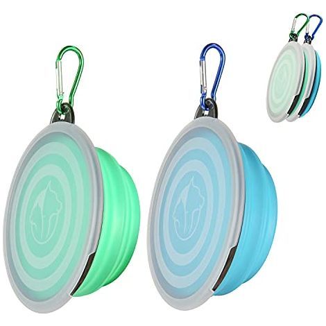 Gamelles Pliables bols Avec Couvercle chiens Bols d’eau pour Chiens Voyage bols pour Chat et Chiens Hauteur du bols Peut Ajustée Léger Protable Pour Marche Randonnée Camping (bleu+verte, 12.895.5) (1/4)