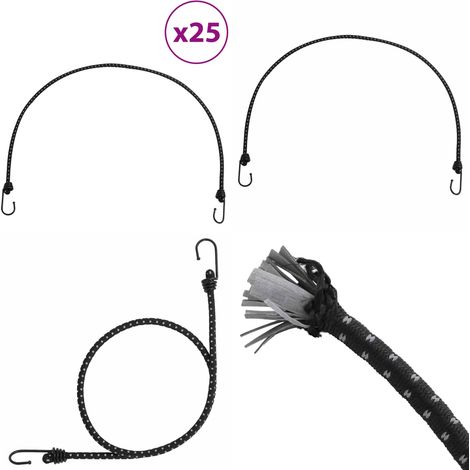 Gummiseile Reflektierend mit Haken 25 Stk. 100 cm - Spanngummi - Gummiseil - Befestigungsband - Transportgurte - Campingzubehör - Home & Living (1/5)
